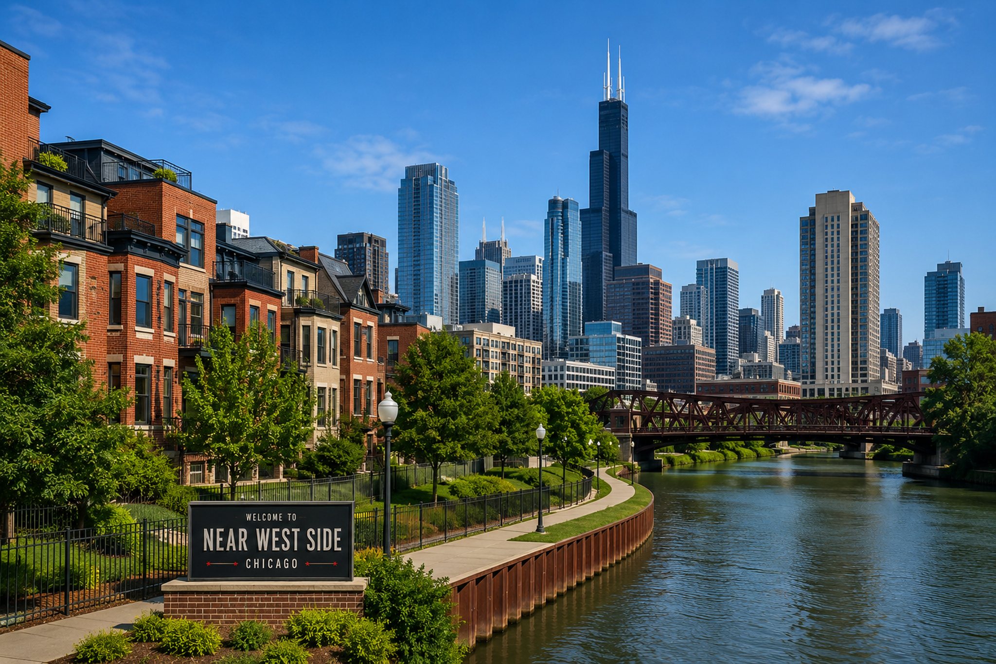 Near West Side Chicago neighborhoods and skyline